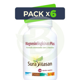 Pack 6x Magnesio Bisglicinato Plus 120 Cápsulas Sura Vitasan