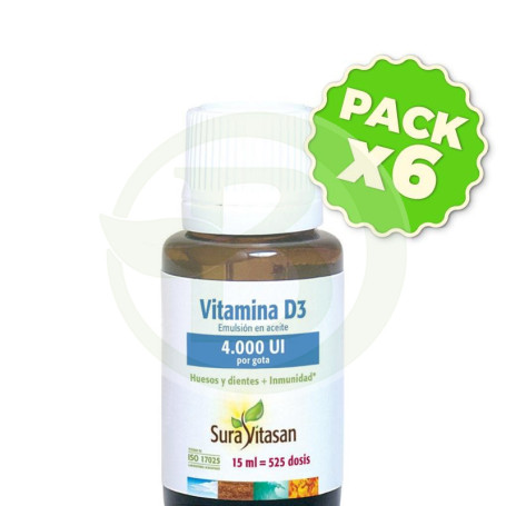 Pack 6x Vitamina D3 4.000 Ui 15Ml Sura Vitasan