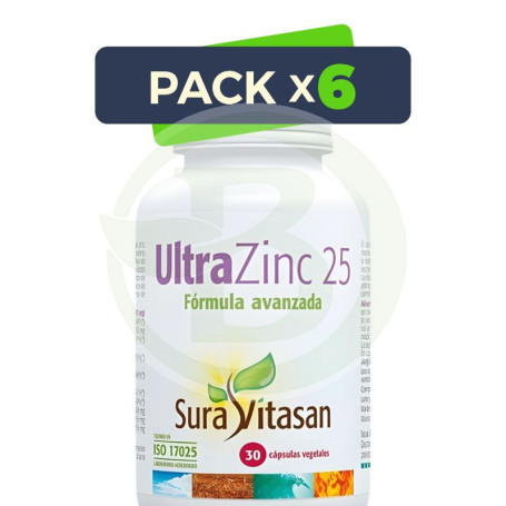 Pack 6x Ultra Zinc 25 30 Cápsulas Sura Vitasan