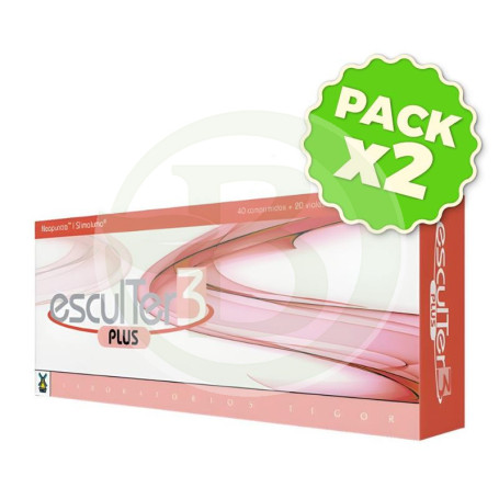 Pack 2x Esculter 3 Plus 40 Comprimidos + 20 Viales Tegor
