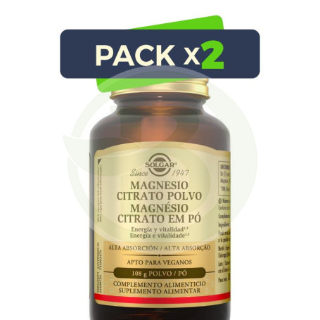 Pack 2x Magnesio Citrato en Polvo 108G Solgar