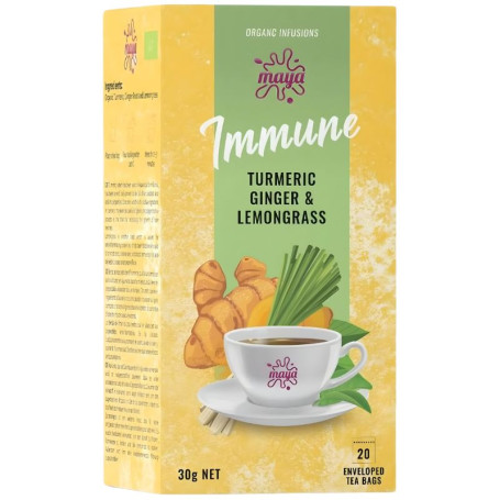 Immune Cúrcuma, Erva-Cidreira e Gengibre 20 Filtros Maya Organic