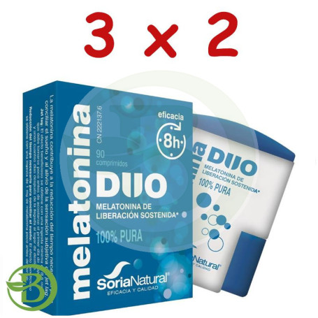 Pack 3x2 Melatonina Duo 90 Comprimidos Soria Natural