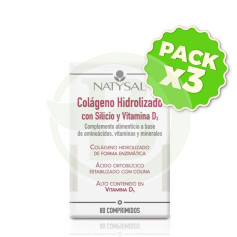 Pack 3x Colagénio com Silício e Vitamina D 80 Comprimidos Natysal