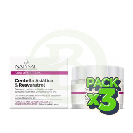 Pack 3x Crema Facial Centella Asiatica y Resveratrol 50Ml Natysal