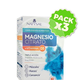 Pack 3x Magnesio Citrato + Vitamina D3 60 Comprimidos Natysal