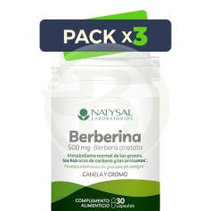 Pack 3x Berberina 500Mg com Canela e Crómio 30 Cápsulas Natysal