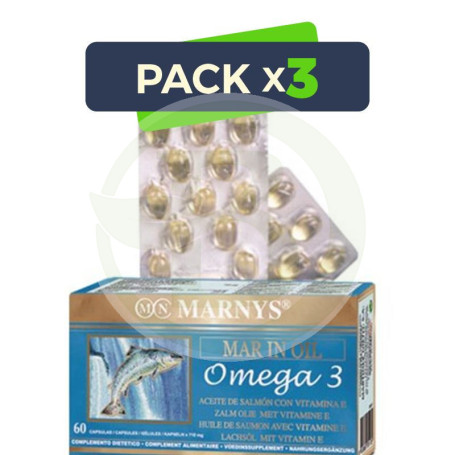 Pack 3x Mar In Oil (Aceite de Salmón) 60 Perlas Marnys
