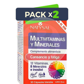 Pack 2x Multivitaminas y Minerales 30 Cápsulas Natysal