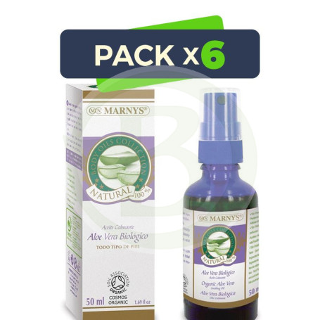 Pack 6x Aceite de Aloe Vera Orgánico 50Ml. Spray Marnys