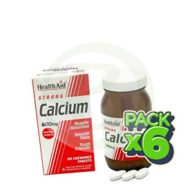 Pack 6x Calcio 600Mg. (Comprimidos Masticables) Health Aid
