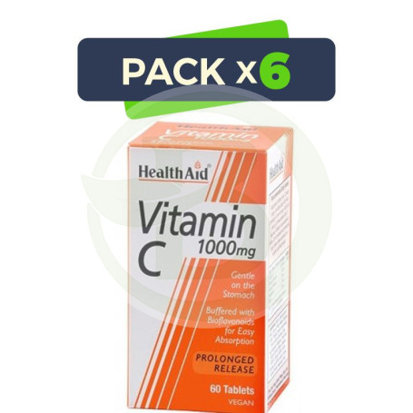 Pack 6x Vitamina C 1000Mg. con Bioflavonides Health Aid