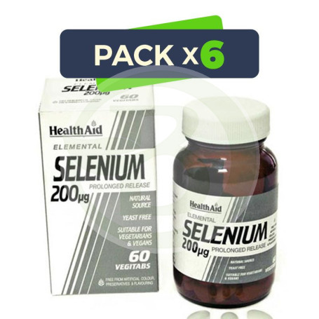 Pack 6x Selenio 200mcg. Health Aid