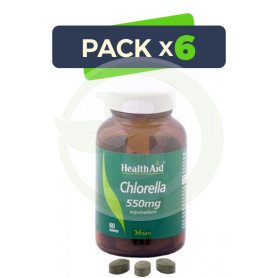Pack 6x CLORELA 550MG 60 COMP HEALTH AID