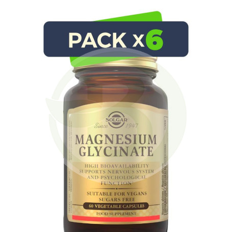 Pack 6x Magnesio Bisglicinato 60 Cápsulas Solgar