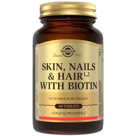 Pelo, Piel y Uñas con Biotina 60 Comprimidos Solgar