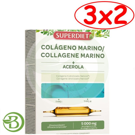 Pack 3x2 Colageno Marino con Acerola 20 Ampollas Superdiet