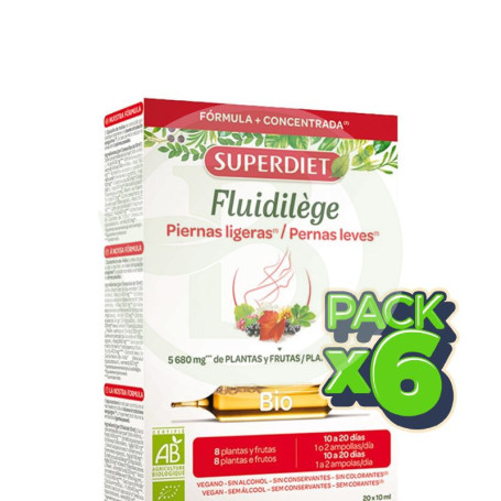 Pack 6x Fluidilege Bio 20 Ampollas Superdiet