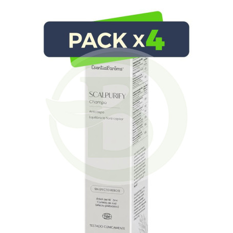 Pack 4x Scalpurify Champú Anticaspa 200Ml Esential Aroms