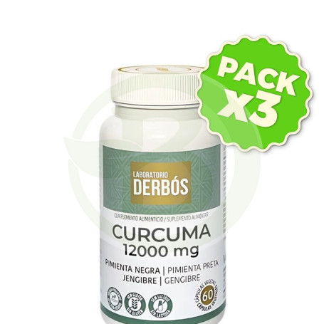 Pack 3x Cúrcuma 12000Mg 60 Cápsulas Vegetales Derbós