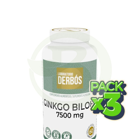 Pack 3x Ginkgo Biloba 7500Mg 60 Cápsulas Vegetales Derbos