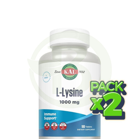 Pack 2x L-Lysine 1000Mg 100 Comprimidos Kal