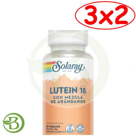 Pack 3x2 Luteína 18 con Mezcla De Arándanos 30 Cápsulas Vegetales Solaray