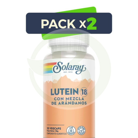 Pack 2x Luteína 18 con Mezcla De Arándanos 30 Cápsulas Vegetales Solaray