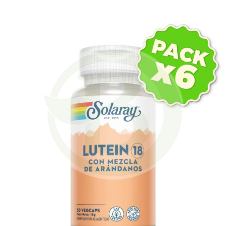 Pack 6x Luteína 18 con Mezcla De Arándanos 30 Cápsulas Vegetales Solaray