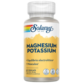 Magnésio e Potássio 60 Cápsulas Vegetais Solaray