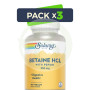 Pack 3x Betain Hcl con Pepsina 250Mg 180 Cápsulas Vegetales Solaray