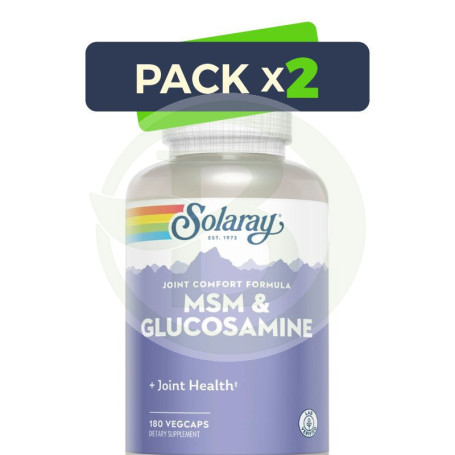 Pack 2x Msm y Glucosamine 180 Cápsulas Vegetales Solaray
