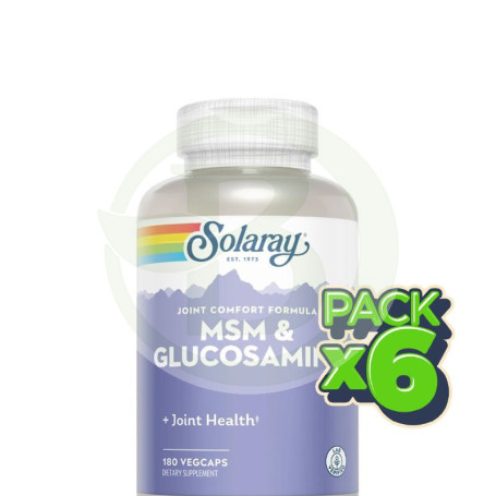 Pack 6x Msm y Glucosamine 180 Cápsulas Vegetales Solaray