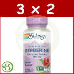 Pack 3x2 Berberina 500Mg 60 Cápsulas Vegetais Solaray