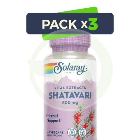 Pack 3x Shatavari 500Mg 60 Cápsulas Vegetales Solaray