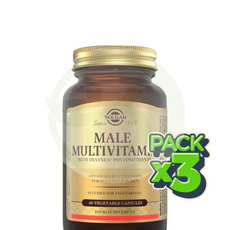 Pack 3x Male Multivitamin 60 Cápsulas Vegetales Solgar