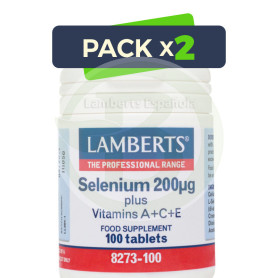 Pack 2x Selenio 200µg. con Vitaminas A, C y E Lamberts