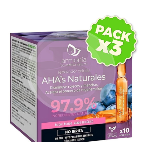 Pack 3x Ampollas Faciales Monodosis Aha´S Nat-Ren. Celular 10Uds Armonia