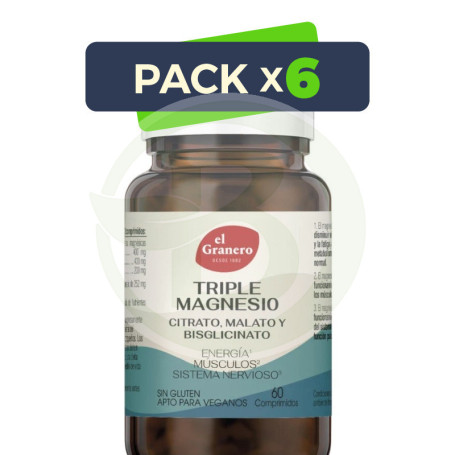 Pack 6x Triple Magnesio 60 Comprimidos el Granero